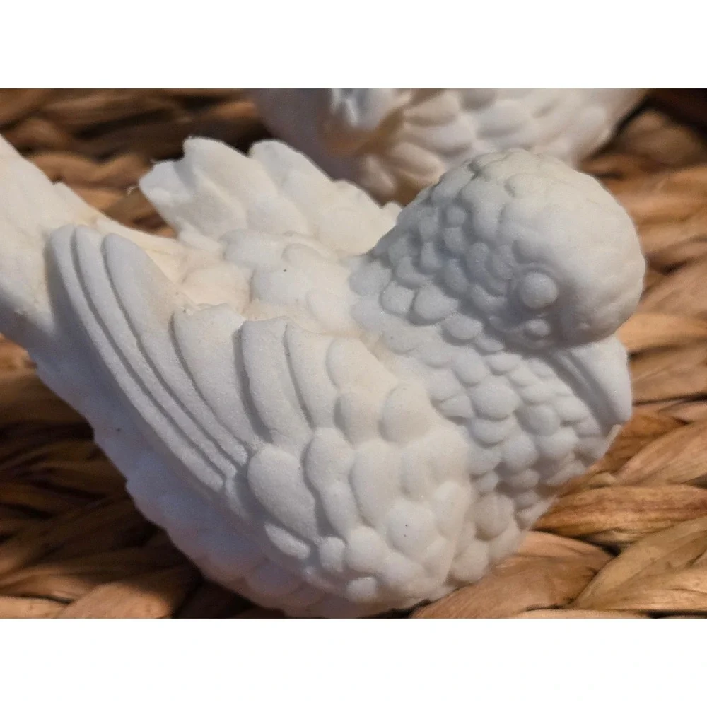 Vintage Alabaster Doves Pair Made in Italy Santini Dove Figurines Set of 2 MCM